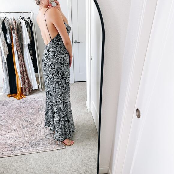 L'ACADEMIE Revolve B&W Animal Printed Slip Maxi Dress - Picture 3 of 13